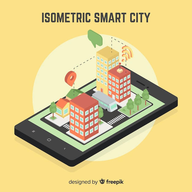 Free Vector isometric smart city illustration
