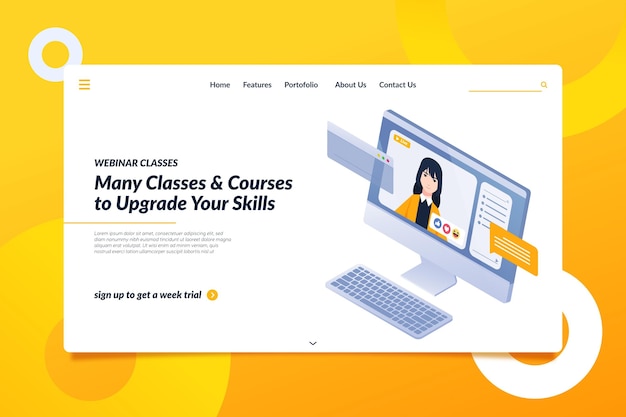 Free Vector isometric webinar landing page template