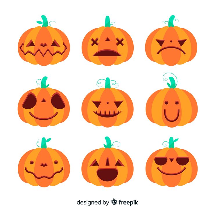 Free Vector jack o lantern flat halloween pumpkin