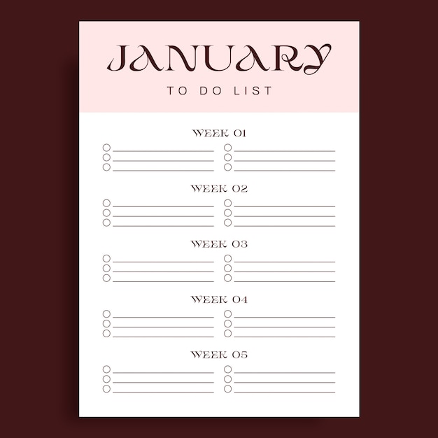 Free Vector january  to do list template design