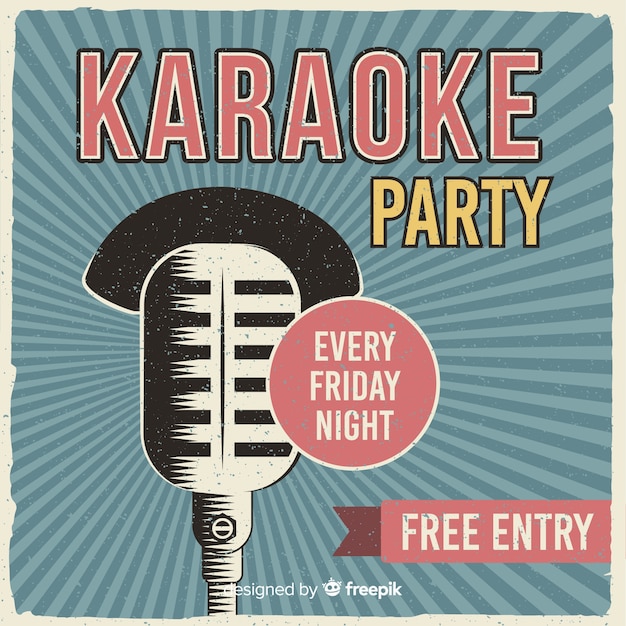 Free Vector karaoke banner template retro style