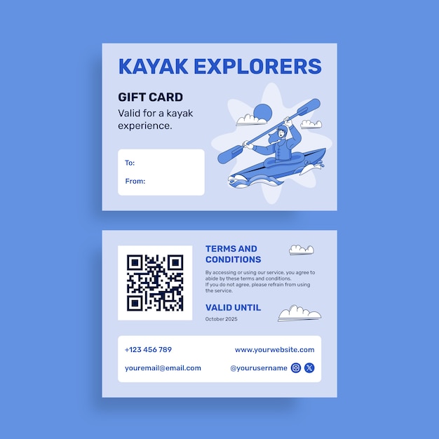 Free Vector kayak gift certificate template design
