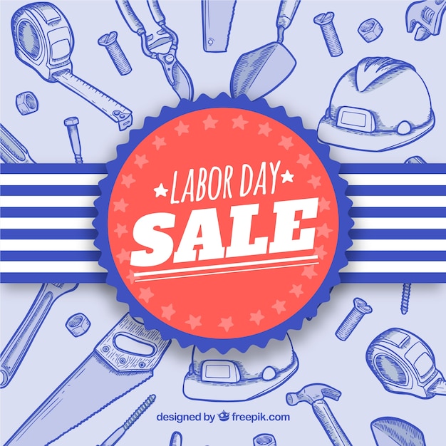 Free Vector labor day sale background with tools