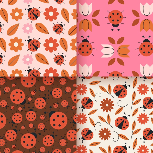 Free Vector ladybug pattern collection flat style