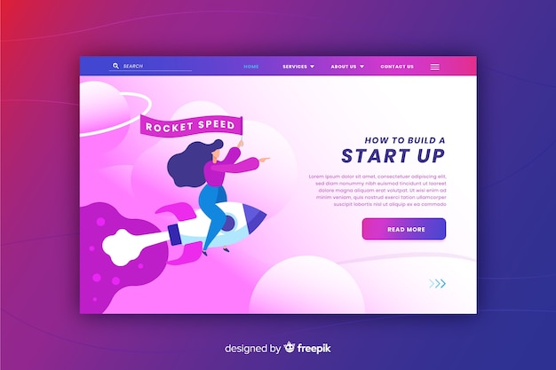 Free Vector landing page concept for start up