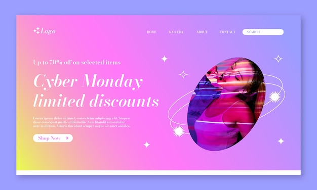 Free Vector landing page template for cyber monday