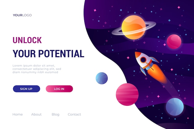 Free Vector landing page template of the universe