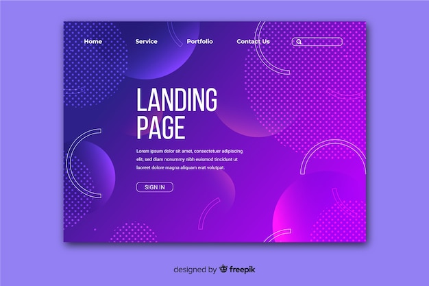 Free Vector landing page template with abstract shapes