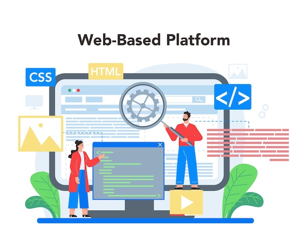 Free Vector layout designer online service or platform web development mobile app design and optimization user interface template webbased platform flat vector illustration