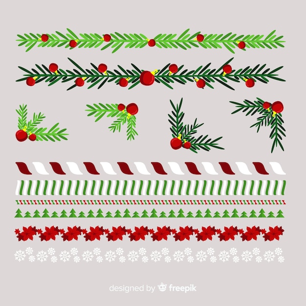 Free Vector leaves and berries flat frames and borders