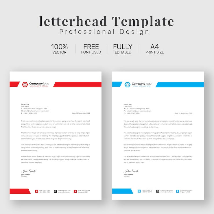 Free Vector letterhead template with various colors