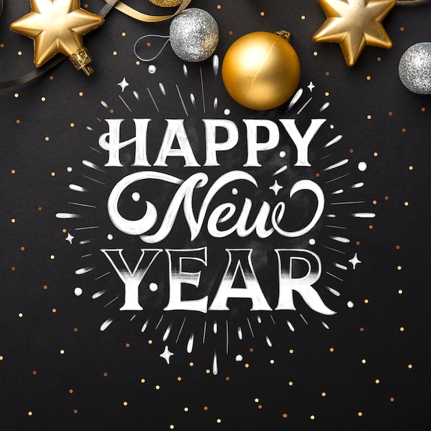 Free Vector lettering happy new year 2020