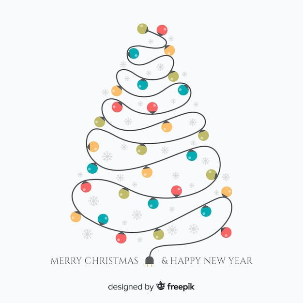 Free Vector light garland christmas tree background
