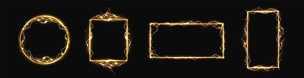 Free Vector lightning frames yellow thunderbolt effect borders