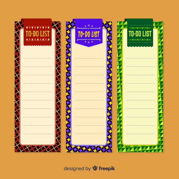 Free Vector to do list set in three colors