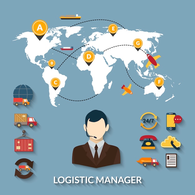 Free Vector logistic manager infographics