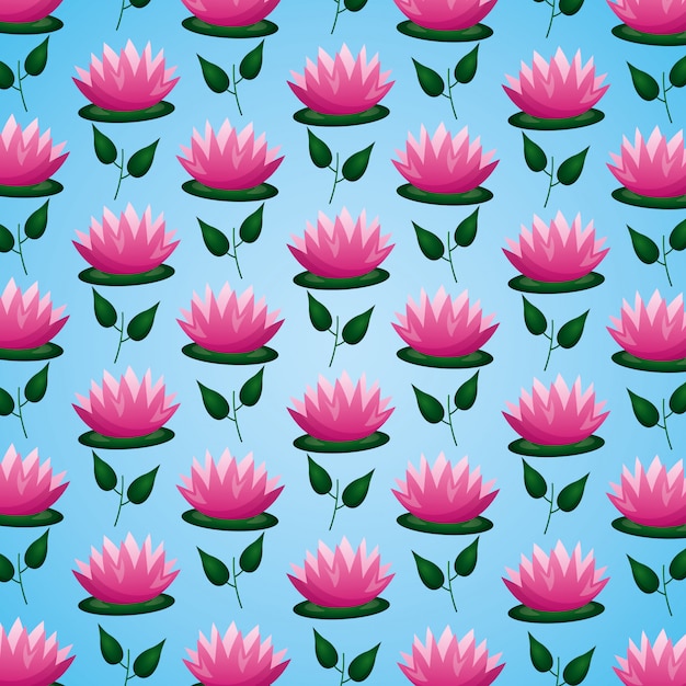 Free Vector lotus flowers leaves