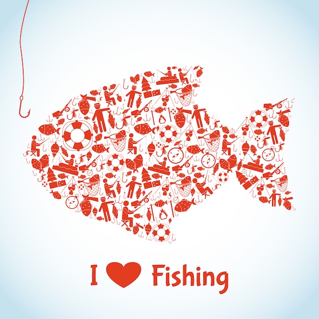 Free Vector love fishing concept