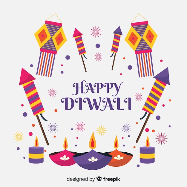Free Vector lovely diwali background with flat design