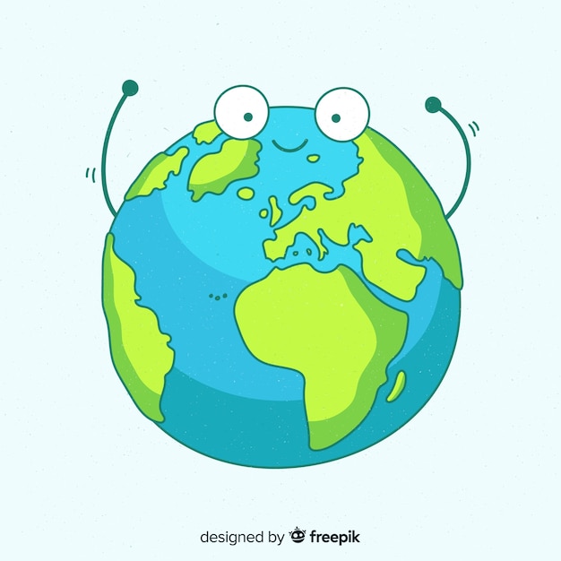 Free Vector lovely hand drawn planet earth composition