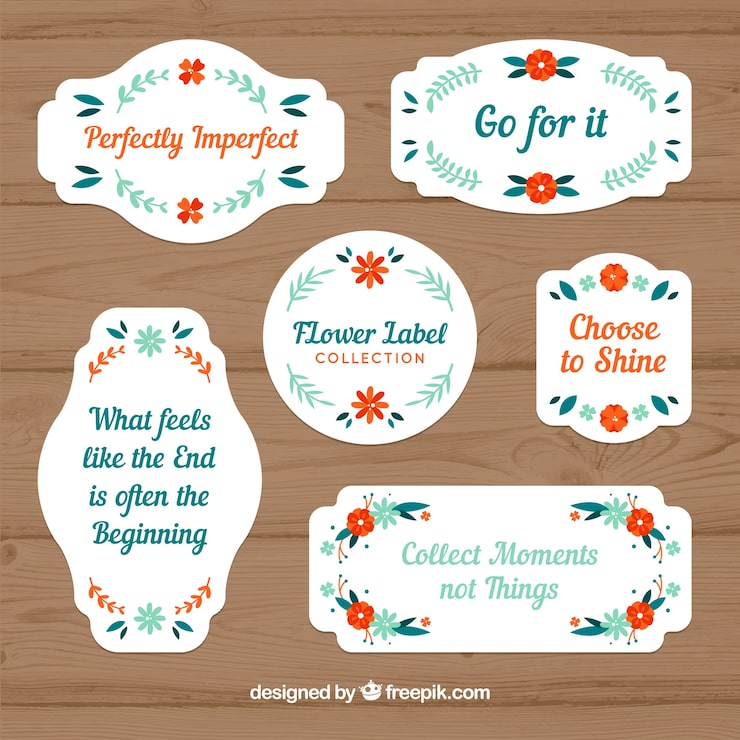 Free Vector lovely pack of floral labels
