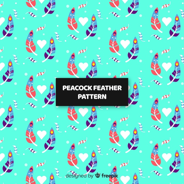 Free Vector lovely peacock feather pattern with flat design