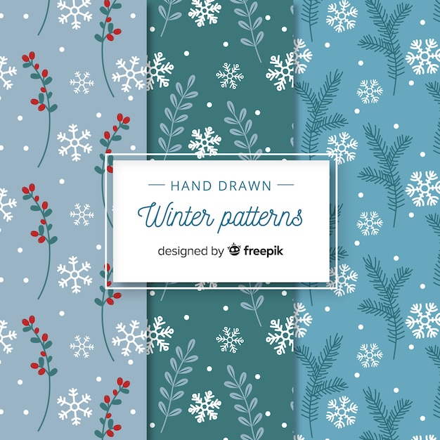 Free Vector lovely set of colorful winter patterns