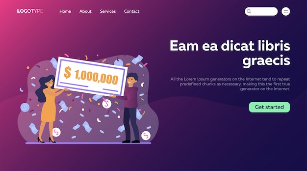 Free Vector lucky couple winning grant