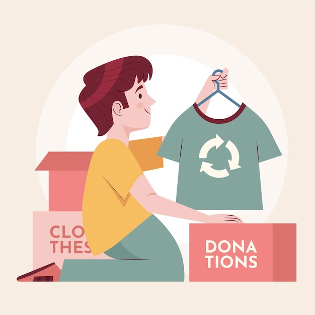 Free Vector man donating their clothes concept