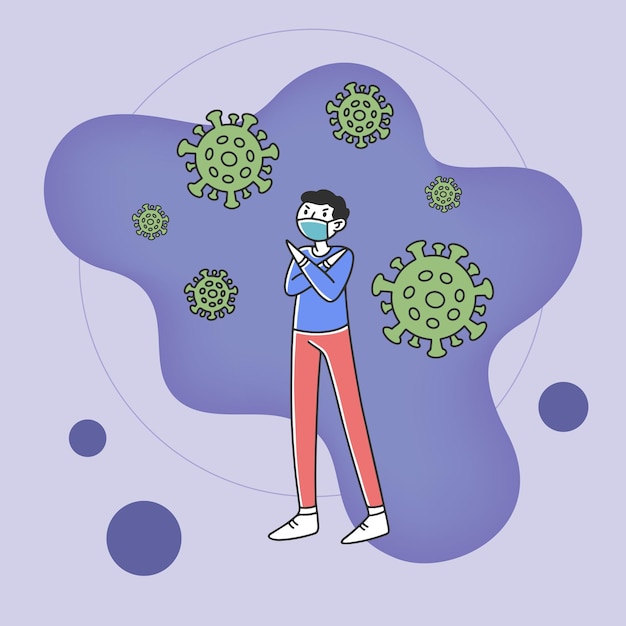 Free Vector man protecting himself from virus