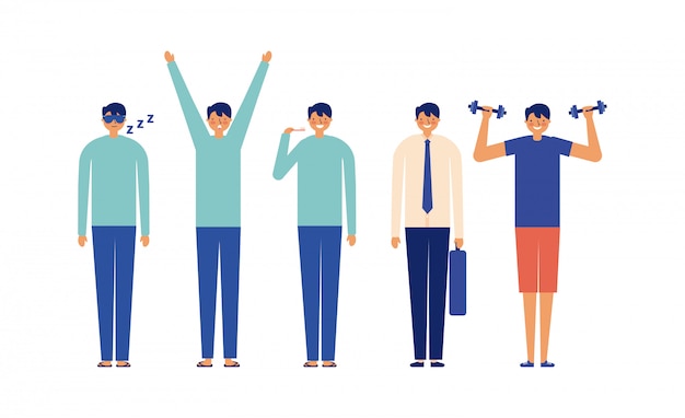 Free Vector man routine, flat style