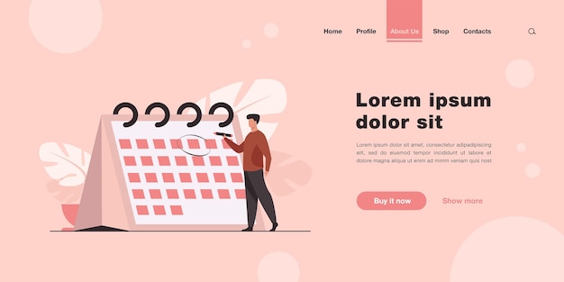 Free Vector manager planning event landing page in flat style
