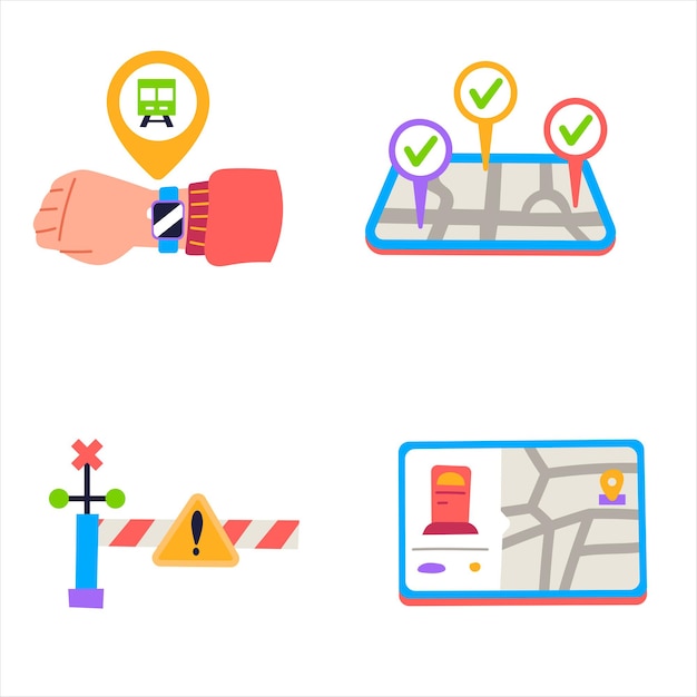 Free Vector maps and location sticker part 4