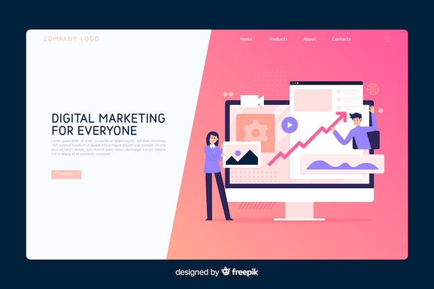 Free Vector marketing concept landing page template