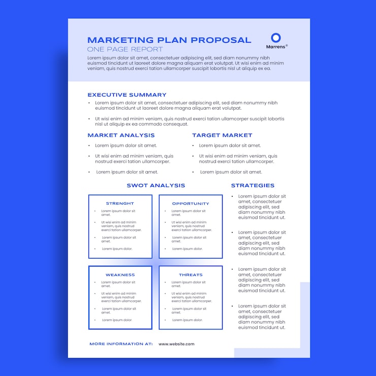 Free Vector marketing plan proposal template design