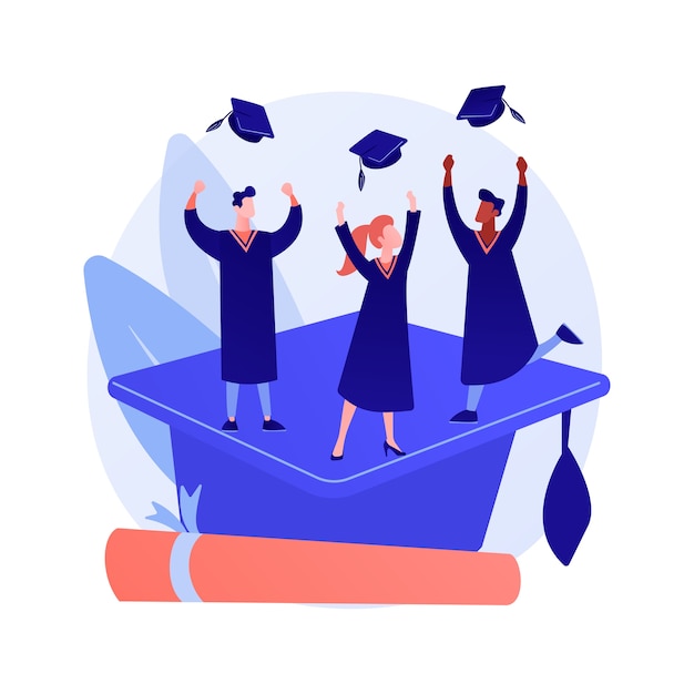 Free Vector master degree achievement. higher education, knowledge gaining, university graduation