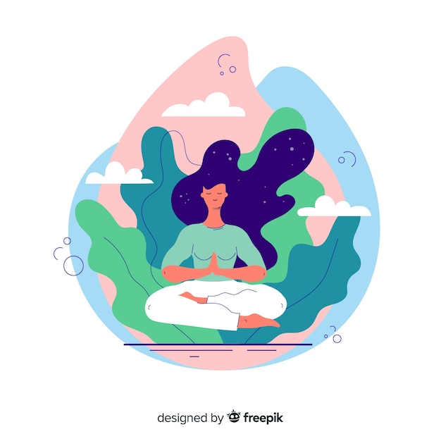 Free Vector meditation landing page concept