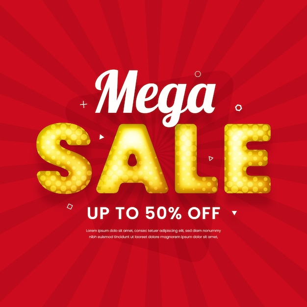 Free Vector mega sale background in 3d design