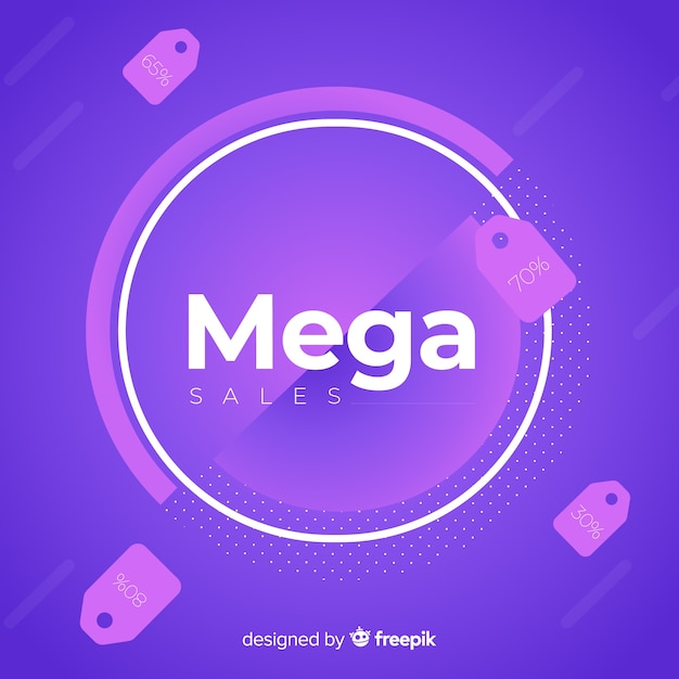 Free Vector mega sales background with abstract shapes