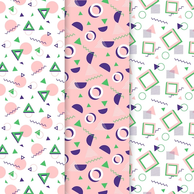 Free Vector memphis pattern collection design