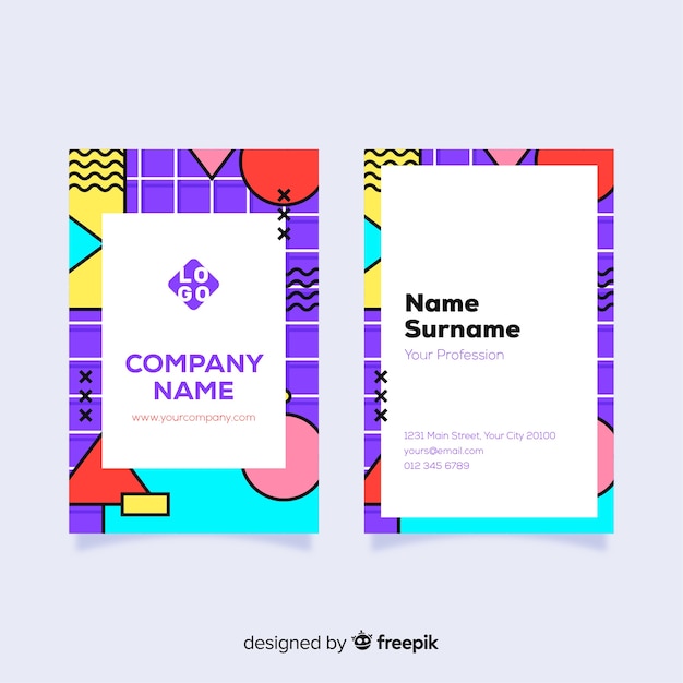 Free Vector memphis style business card template