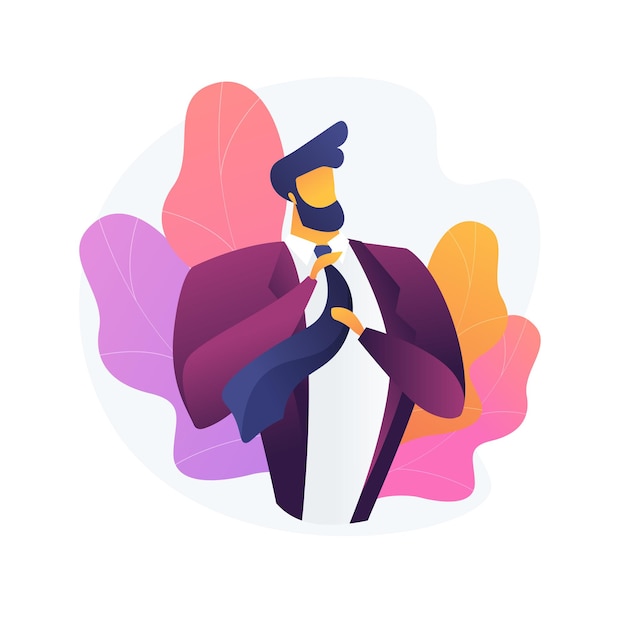 Free Vector men style and fashion. male clothes, elegant apparel, stylish accessories. handsome man wearing luxury jacket. bearded macho fixing tie. 