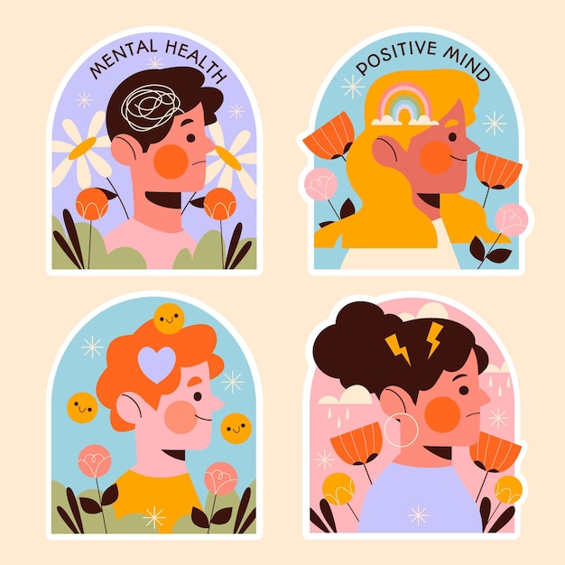 Free Vector mental health flat design illustration set