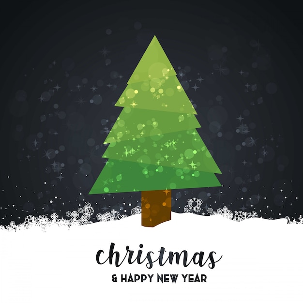 Free Vector merry christmas card with dark background and typography vector