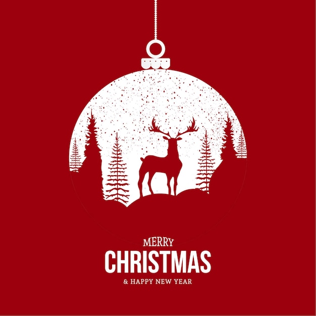 Free Vector merry christmas card with elegant christmas ball silhouette