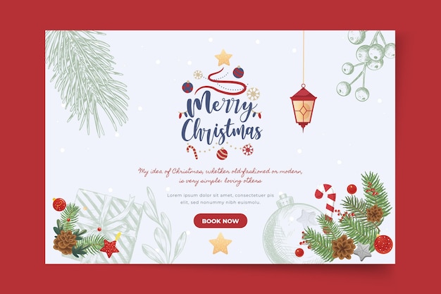 Free Vector merry christmas and happy holidays banner template