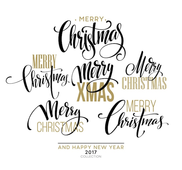 Free Vector merry christmas lettering design set. vector illustration eps10