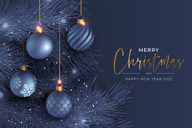 Free Vector merry christmas realistic background with presents and ornaments