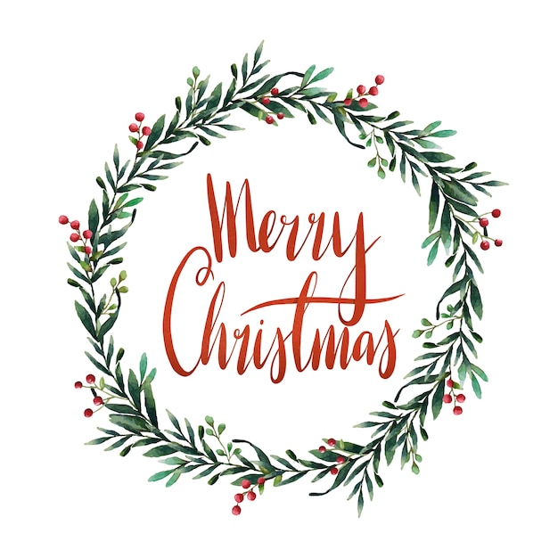 Free Vector merry christmas watercolor typography vector