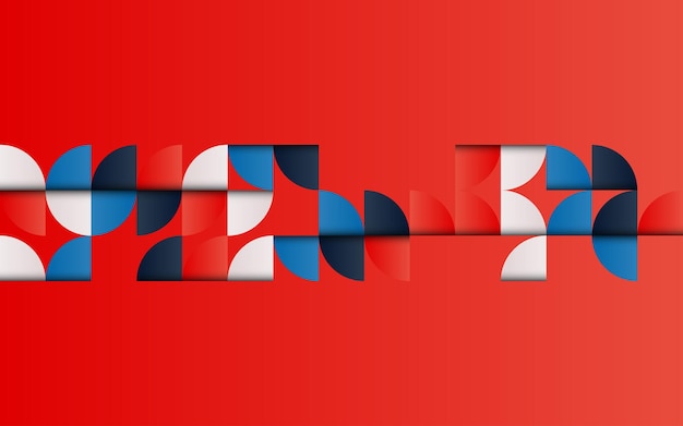 Free Vector midcentury geometric abstract pattern with simple shapes and beautiful color palette simple geometric pattern composition vector illustration